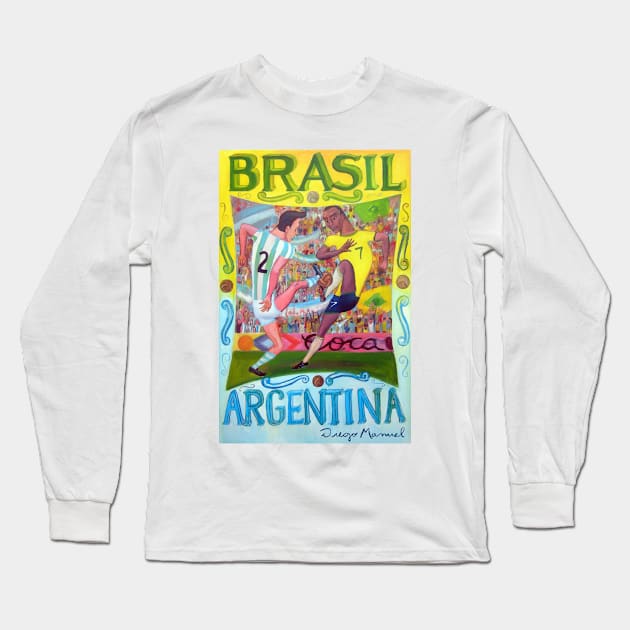 Brasil Argentina Long Sleeve T-Shirt by diegomanuel